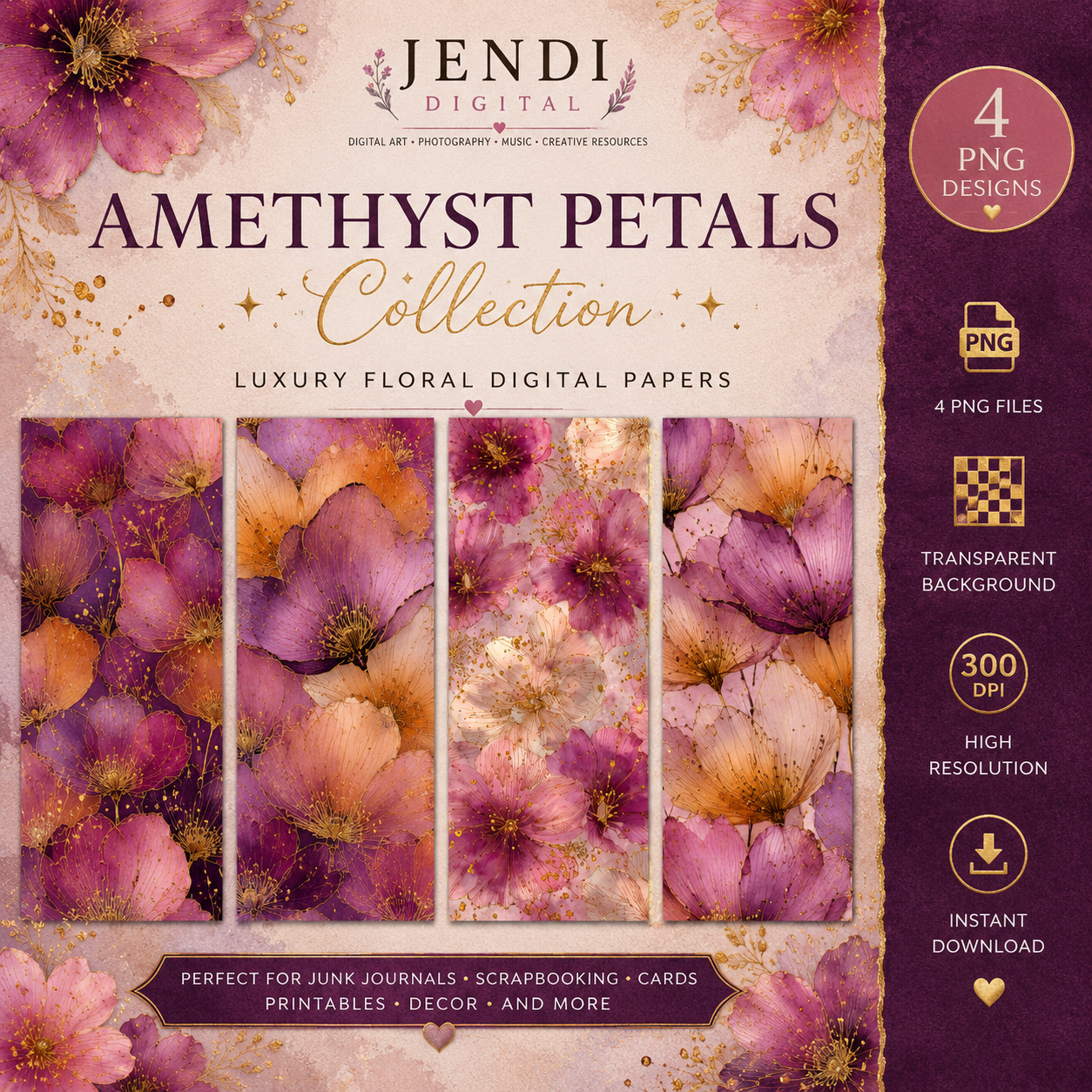 Amethyst Petals Collection 💜Set of 4 backgrounds