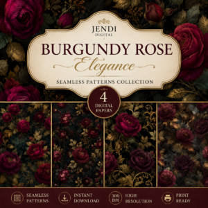 Burgundy Rose Elegance – Set of 4