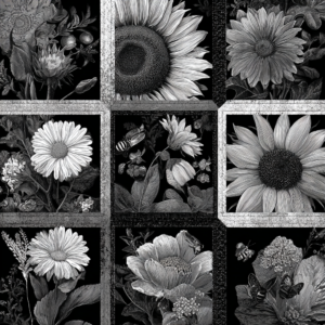 Jendi vintage botanical quilt b & w 1