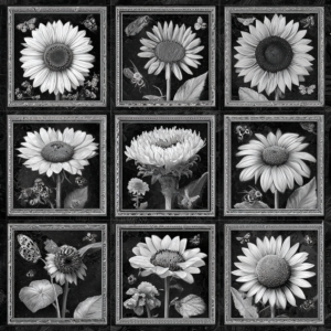 Jendi vintage botanical quilt b & w 2