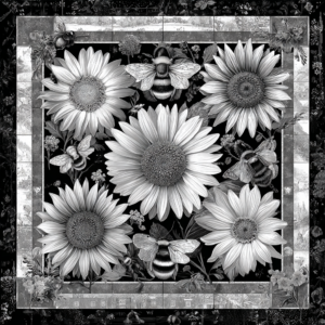 Jendi vintage botanical quilt b & w 4