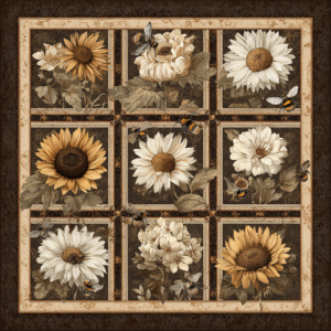 Jendi vintage botanical quilt brown 2
