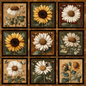 Jendi vintage botanical quilt brown 4