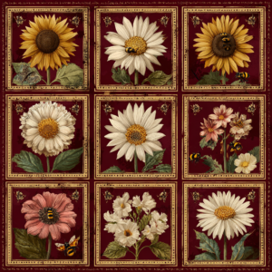 Jendi vintage botanical quilt burgundy 2