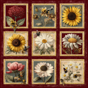 Jendi vintage botanical quilt burgundy 3