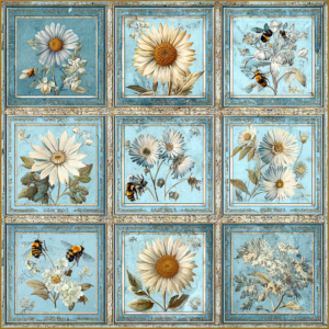 Jendi vintage botanical quilt light blue 2