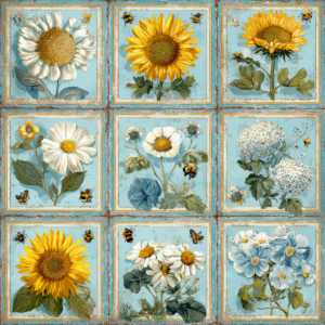 Jendi vintage botanical quilt light blue 3