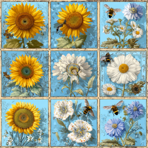 Jendi vintage botanical quilt light blue 4